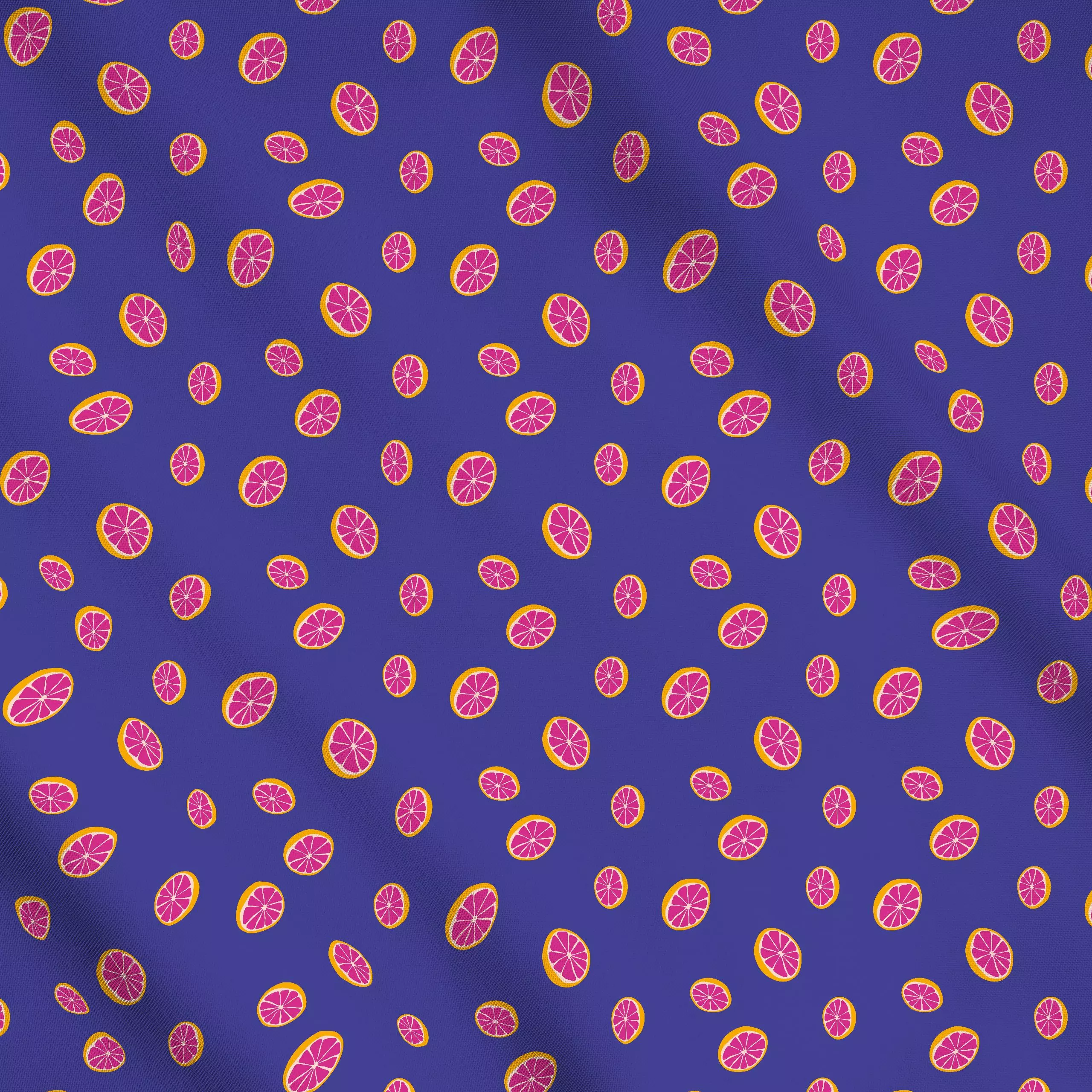 Meterware Grapefruit Muster lila gelb, gemustert, Früchte, Sommer, von Carolin Vonhoff