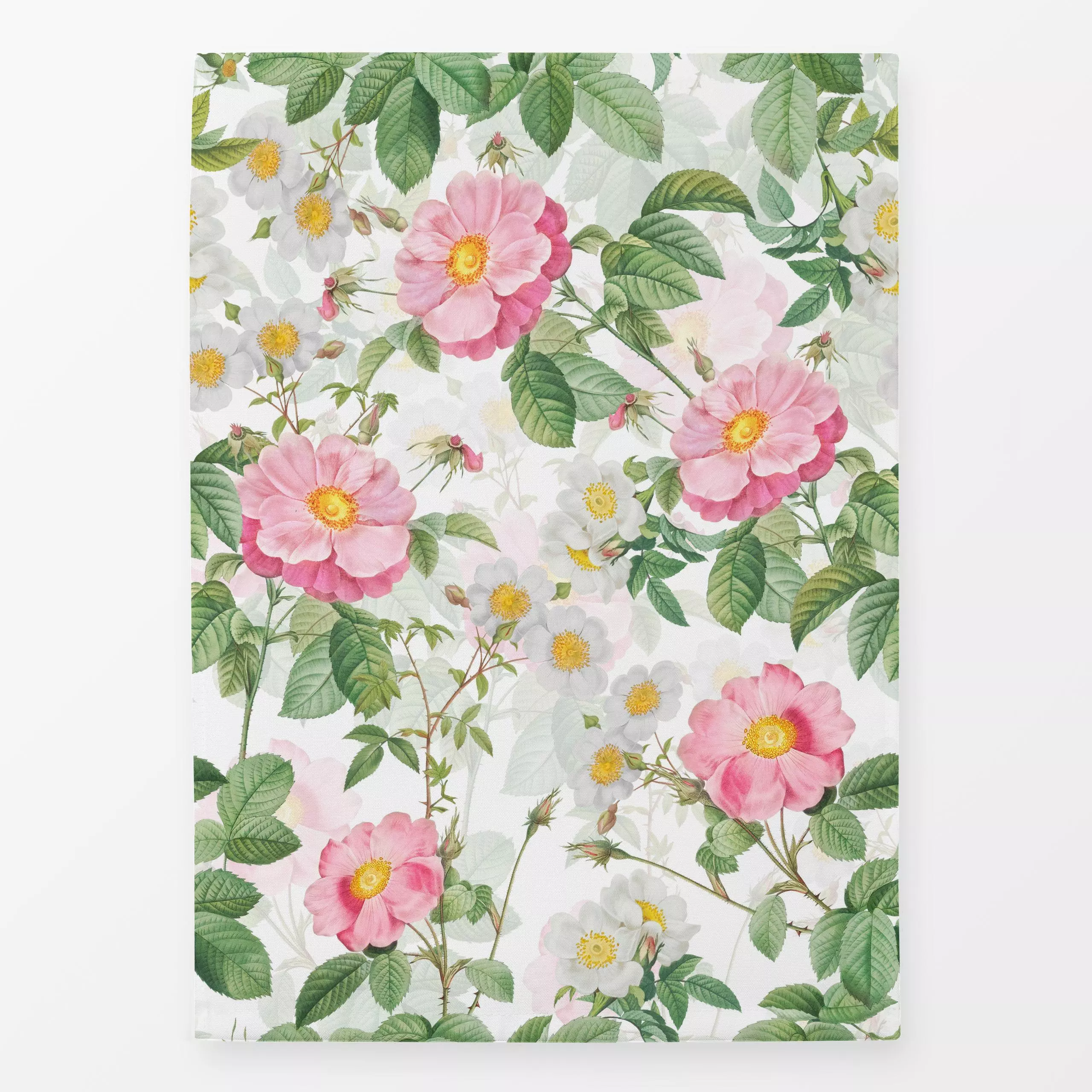 Geschirrtücher Redouté Wildrosen weiß - Blumen & Florales, Pflanzen & Botanik, Retro & Vintage - von „Uta Naumann"; boho, Bl...