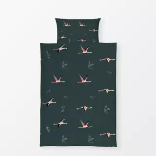 Bettwäsche Flamingos green