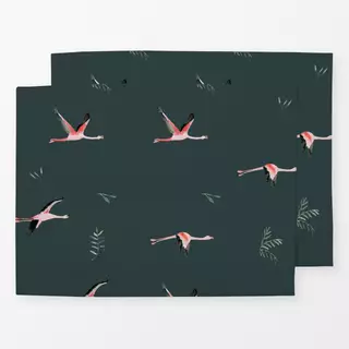 Tischset Flamingos green