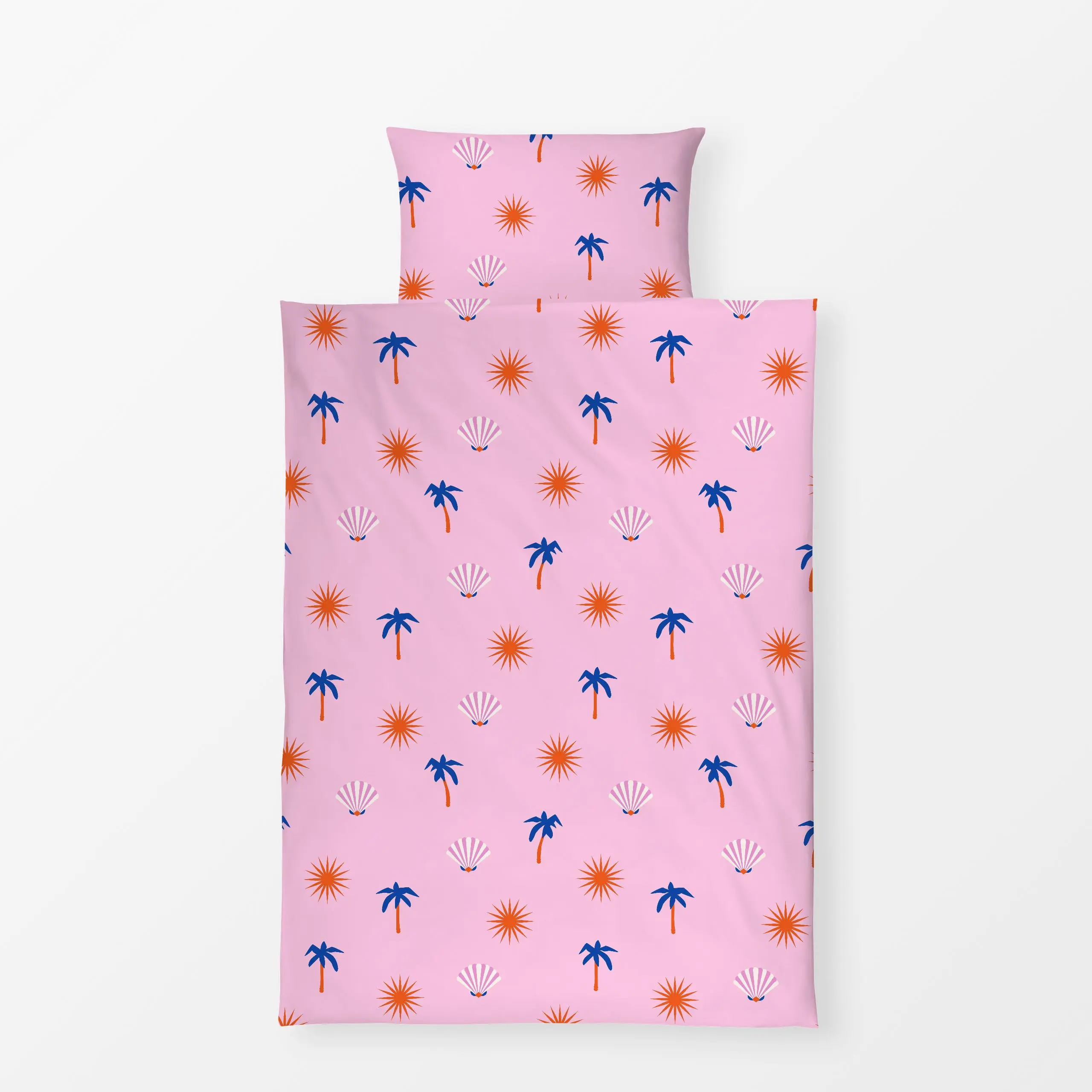 Bettwäsche Sun Palm Pattern Pink - Sommer - von „Jana Moßmann"; Palmen, Sonne, Sterne, Sommer, Muscheln, pattern, bold, popa...