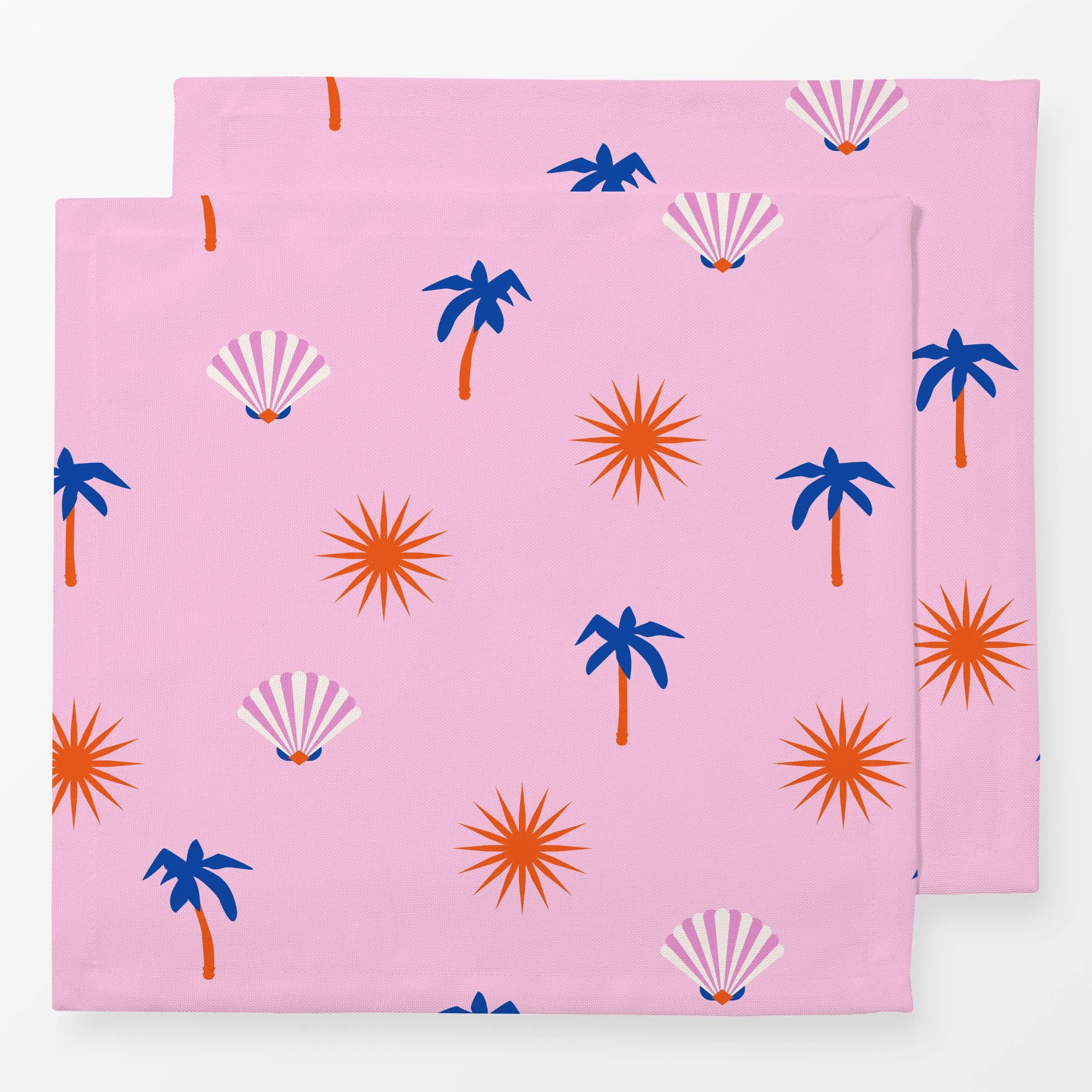Servietten Sun Palm Pattern Pink - Sommer - von „Jana Moßmann"; Palmen, Sonne, Sterne, Sommer, Muscheln, pattern, bold, popa...
