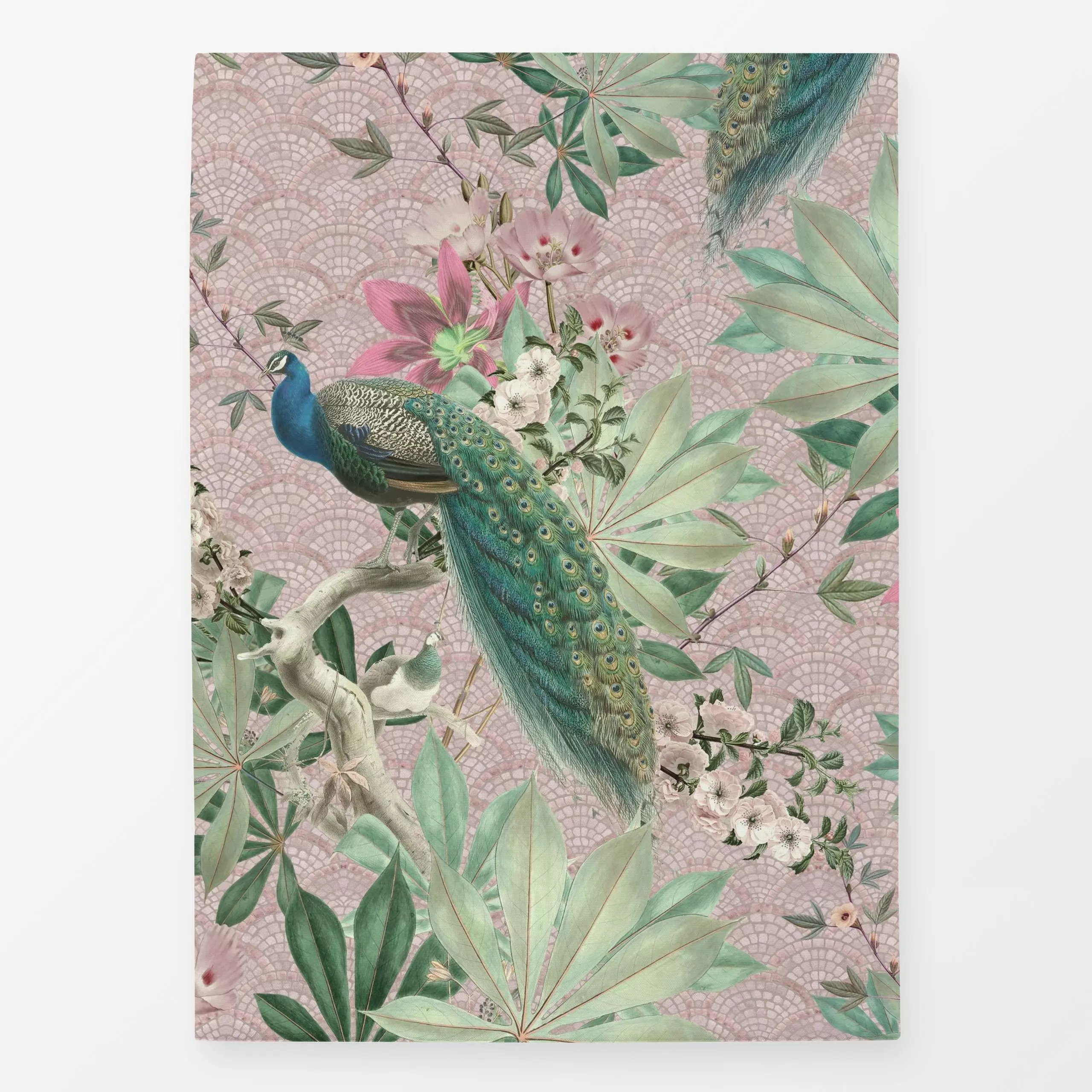Geschirrtücher Barock Pfauen Paradies Rosa - Blumen & Florales, Tiere, Retro & Vintage - von „Bloomery Decor"; Pfau, Jungle,...