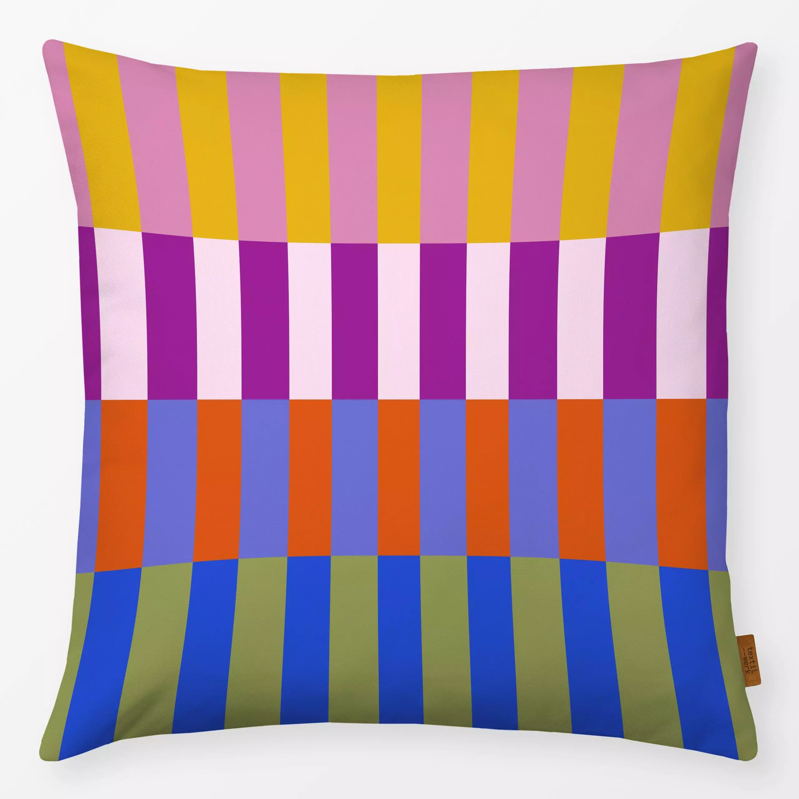 Kissen Color Block Violett - Symbole & Muster - von „Sophie Augustin Illustration"; Streifen, modern, bunt, gestreift, Strei...
