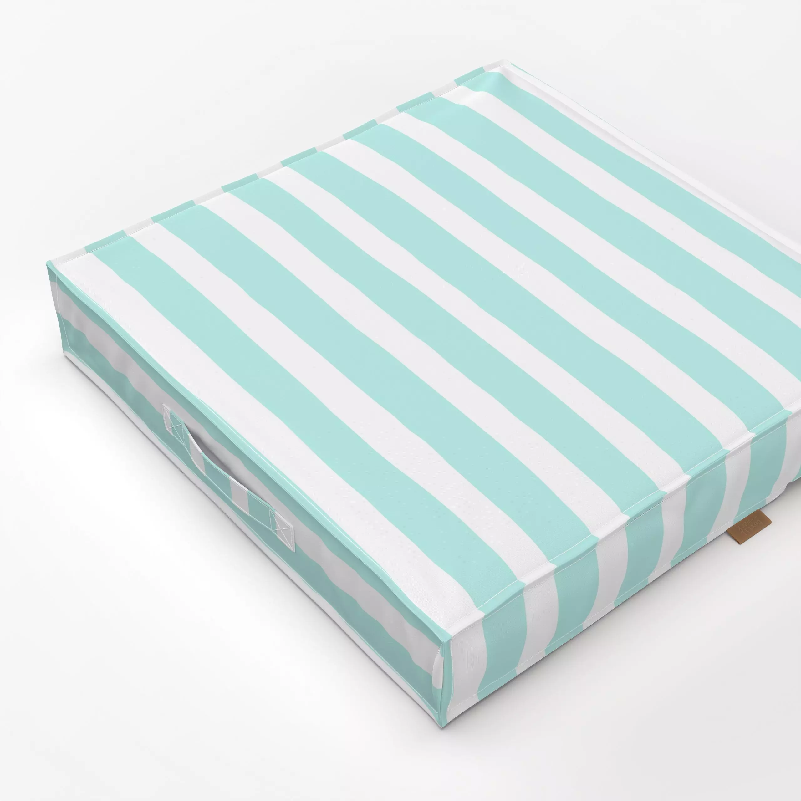 Bodenkissen Horizontal Stripes Teal White - Symbole & Muster - von „Andrea Haase"; Blaugrau, Streifen, Sommer, frisch, horiz...