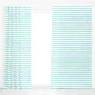 Dekovorhang Horizontal Stripes Teal White