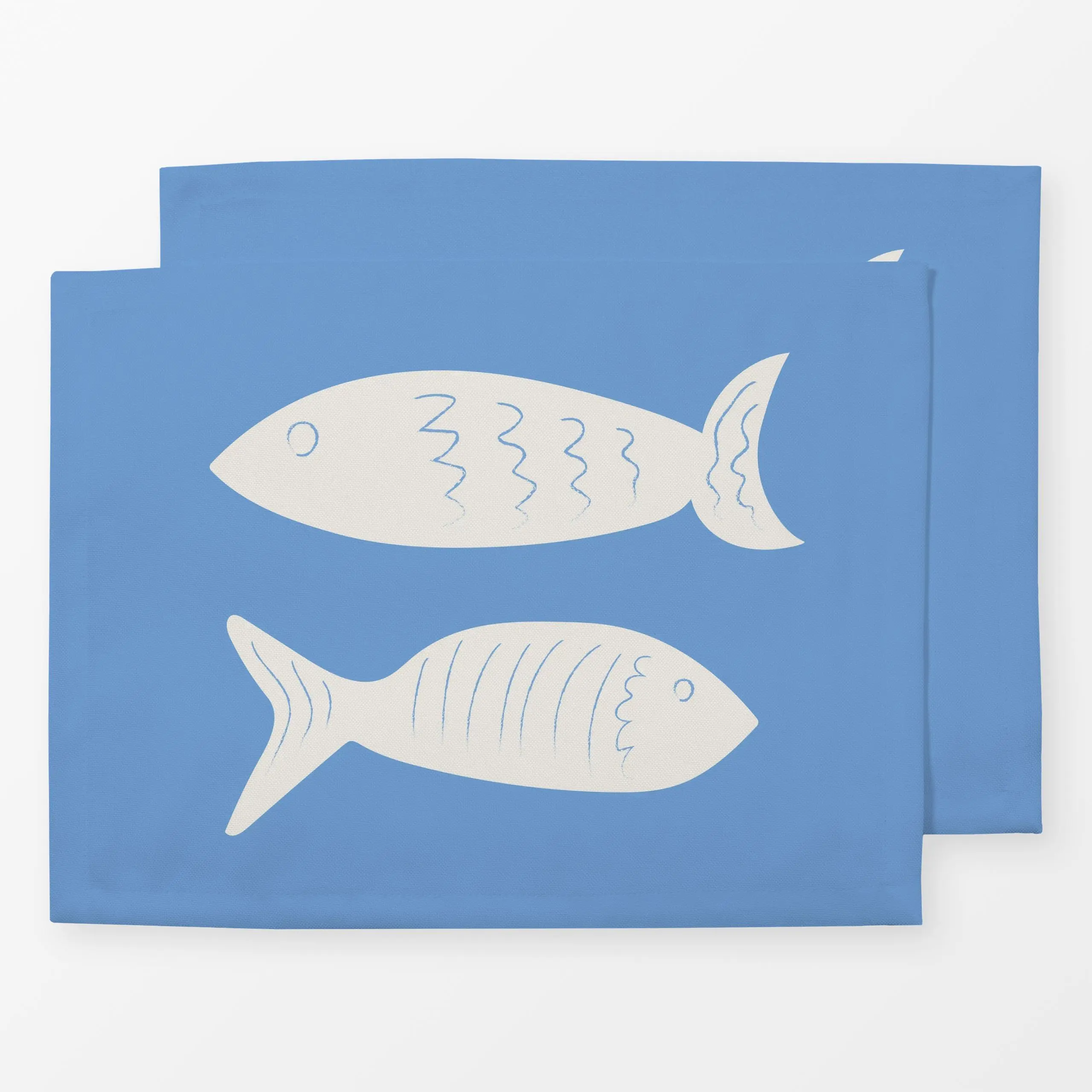 Tischset Summer Fish Light - Sommer, Tiere - von „Jana Driver"; Wasser, Meer, Meerestiere, Fische, beige, blau, sea, fishes,...