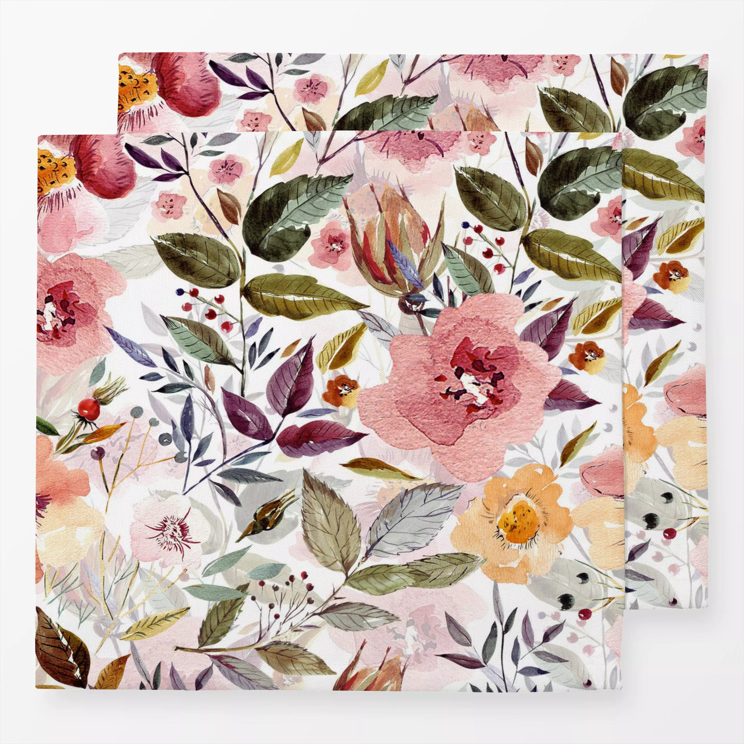 Servietten Wildblumen und Rosen Muster - Blumen & Florales, Sommer - von „Uta Naumann“; boho, Muster, Blumen, Blätter, Rosen...