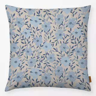 Kissen Wildblüten Blau Beige