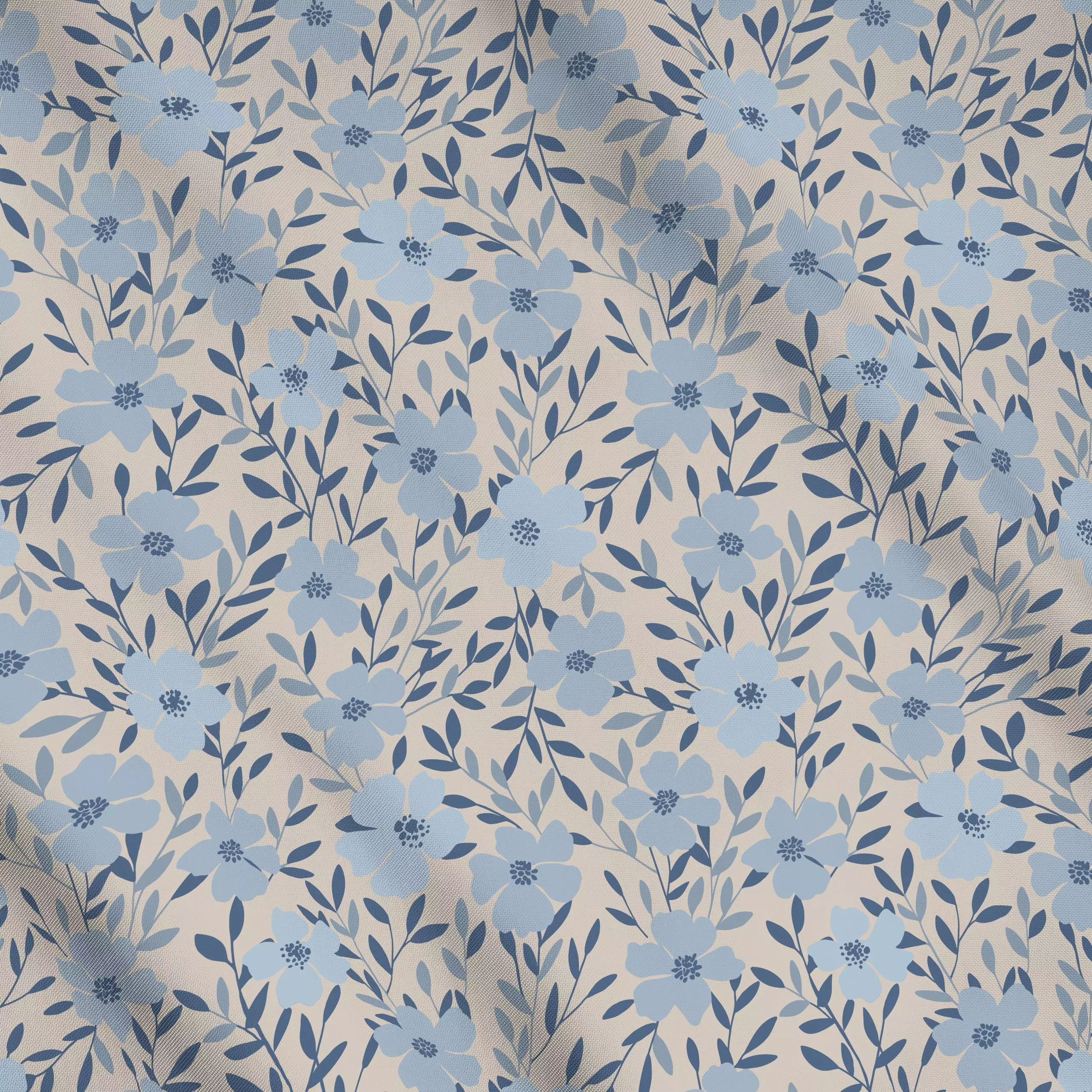 Meterware Wildblüten Blau Beige - Blumen & Florales - von „Studio Kesse"; Trockenblumen, Garten, Blüten, Geburt & Baby, flor...