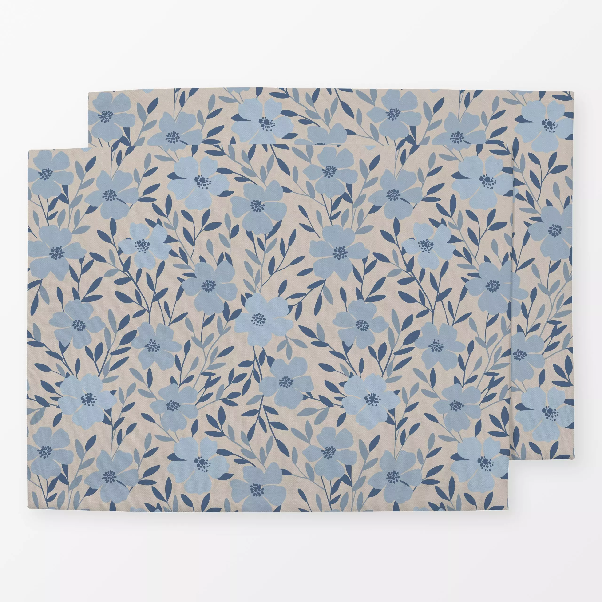 Tischset Wildblüten Blau Beige - Blumen & Florales - von „Studio Kesse"; Trockenblumen, Garten, Blüten, Geburt & Baby, flora...