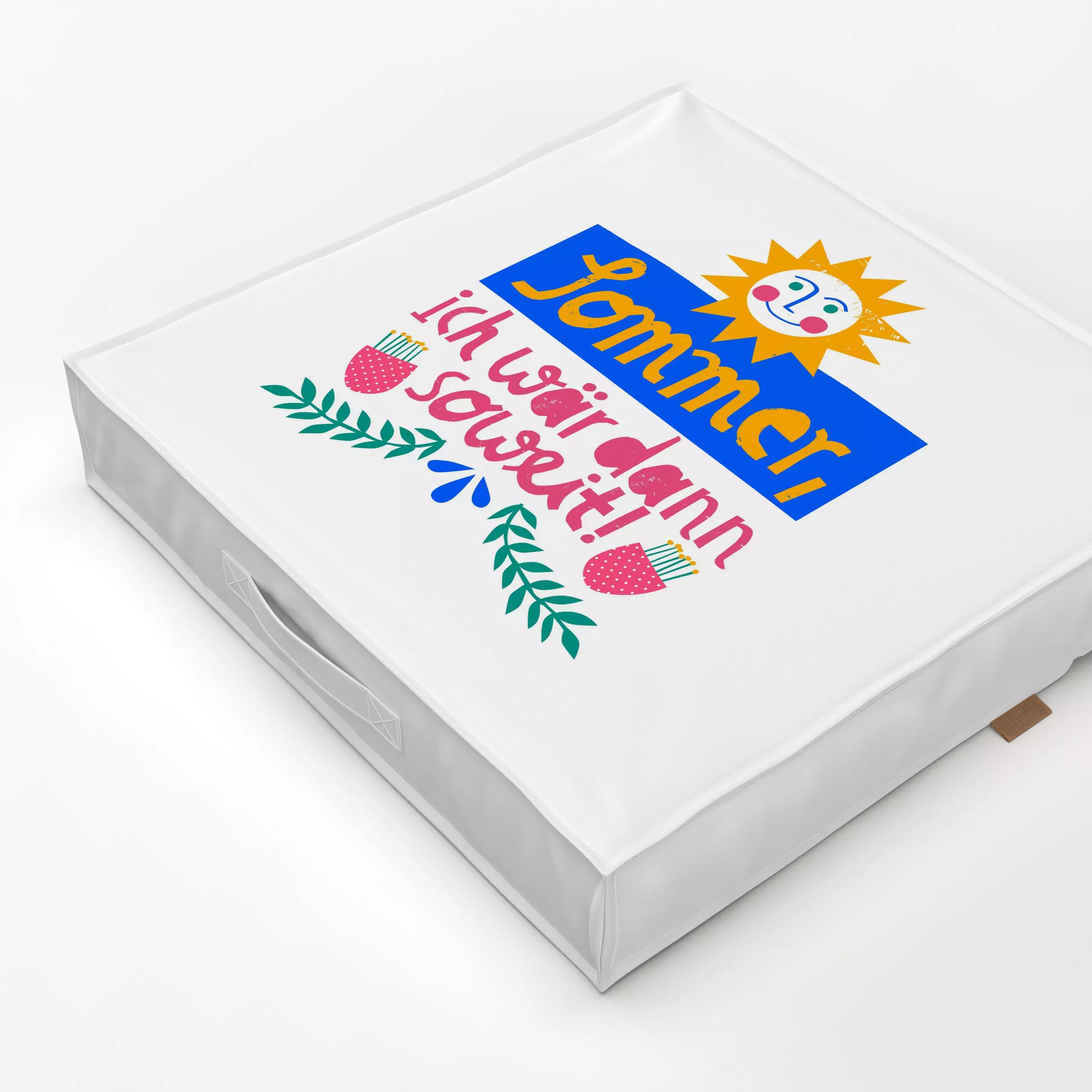 Bodenkissen Sommer ich wär dann soweit! - Sommer, Sprüche & Schriftzüge - von „Kerstin Ax"; Blumen, Blätter, Meer, Strand, S...