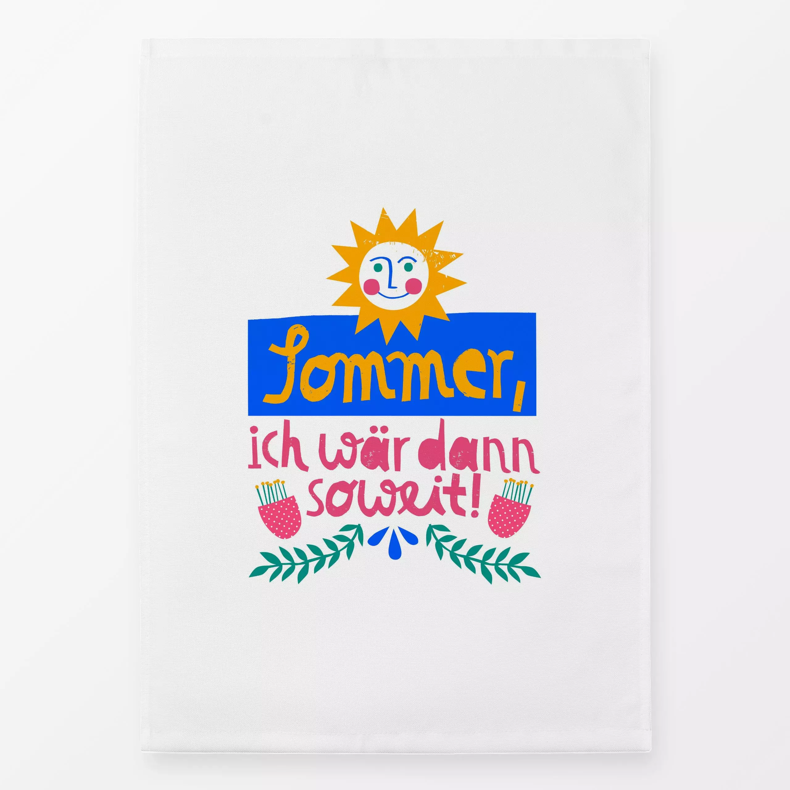 Geschirrtücher Sommer ich wär dann soweit! - Sommer, Sprüche & Schriftzüge - von „Kerstin Ax"; Blumen, Blätter, Meer, Strand...