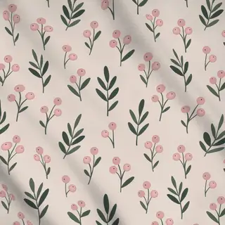 Meterware Winterbeeren offwhite rosa