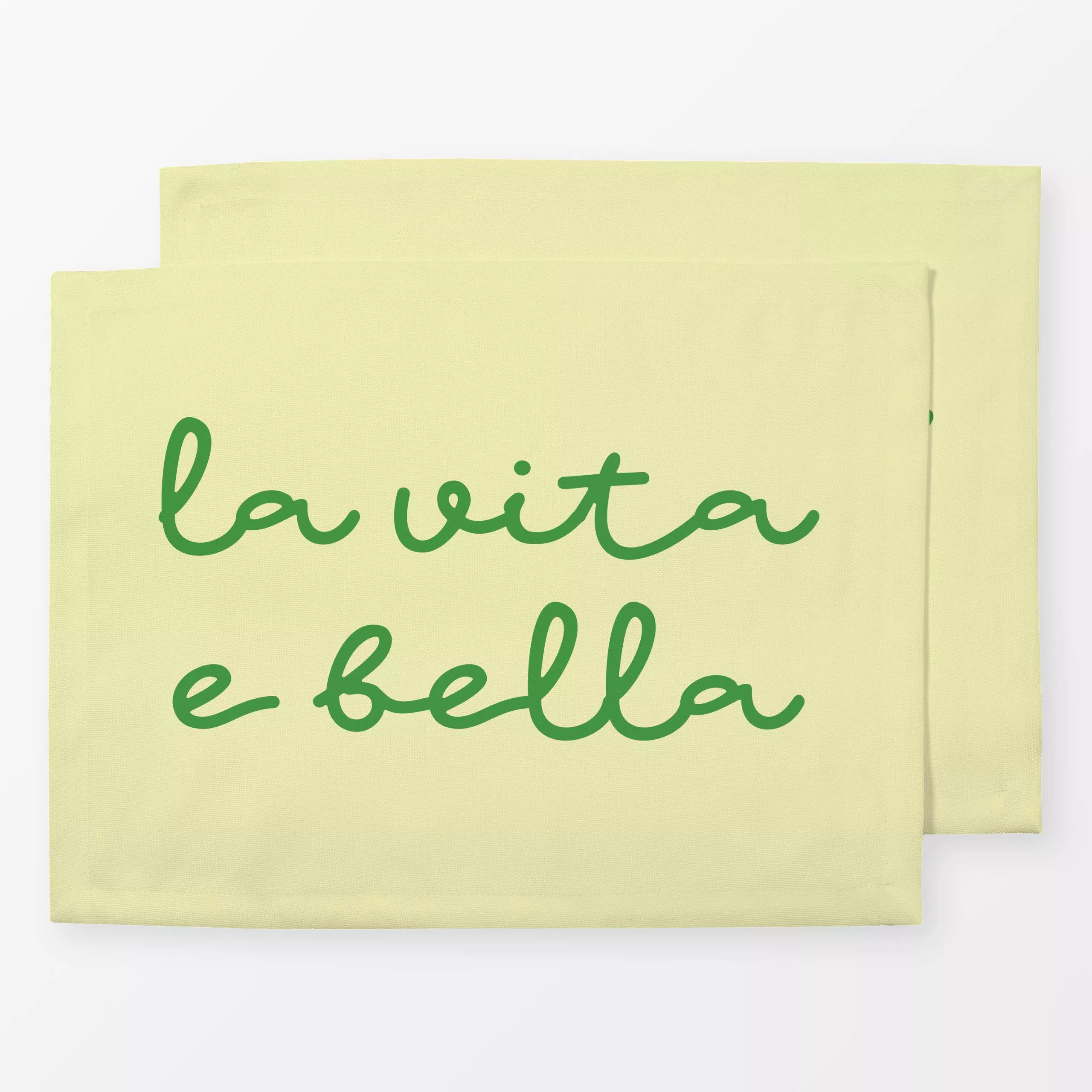 Tischset La Vita E Bella limoni - Sommer, Sprüche & Schriftzüge, Reise - von „Karen Menzenbach"; Kissen, Garten, Zitrone, ge...