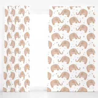 Dekovorhang Over the Rainbow Elephant beige white