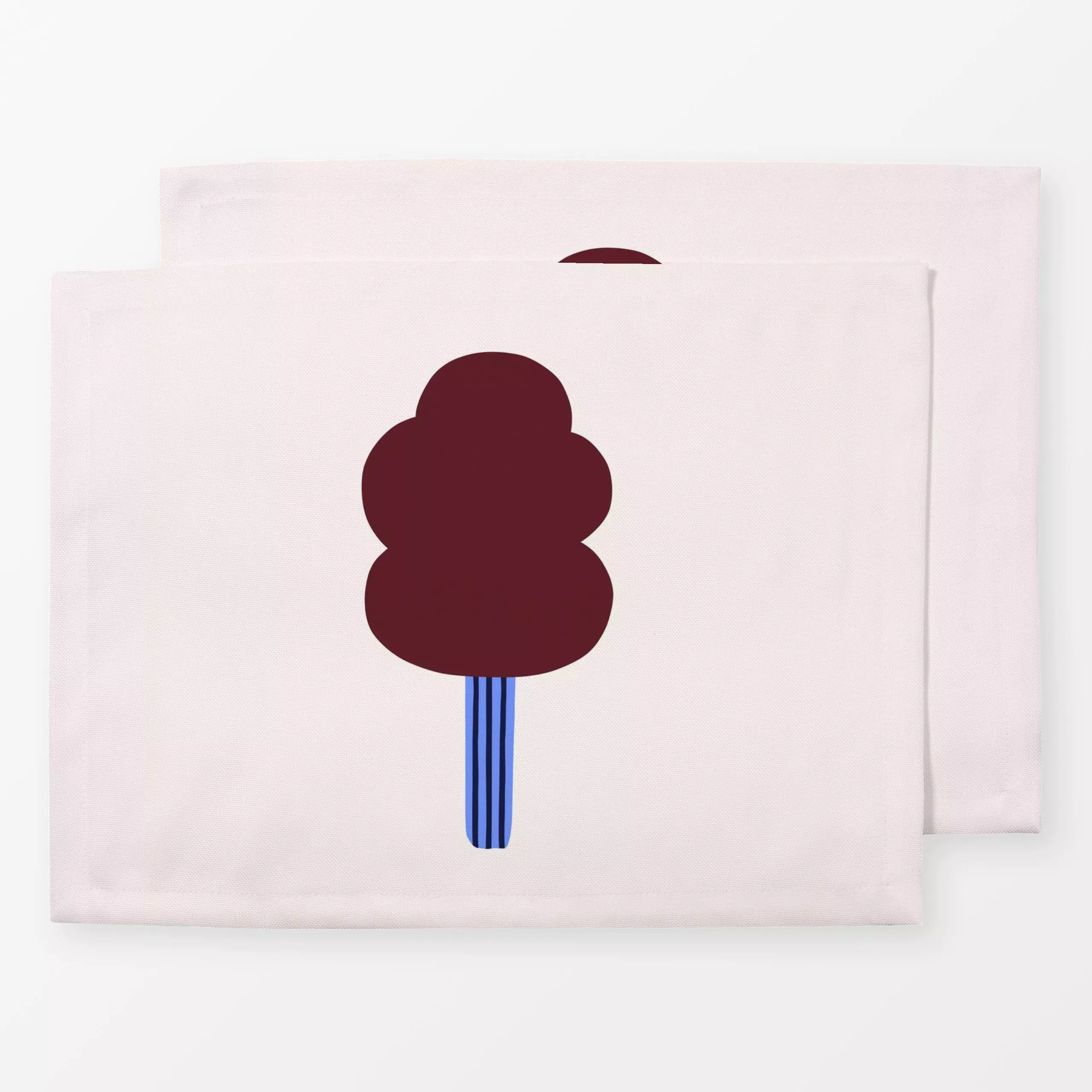 Tischset Baum Bordeaux & Blau - Herbst, Natur & Landschaft, Pflanzen & Botanik - von „Maren Gross "; minimal, Streifen, Cozy...