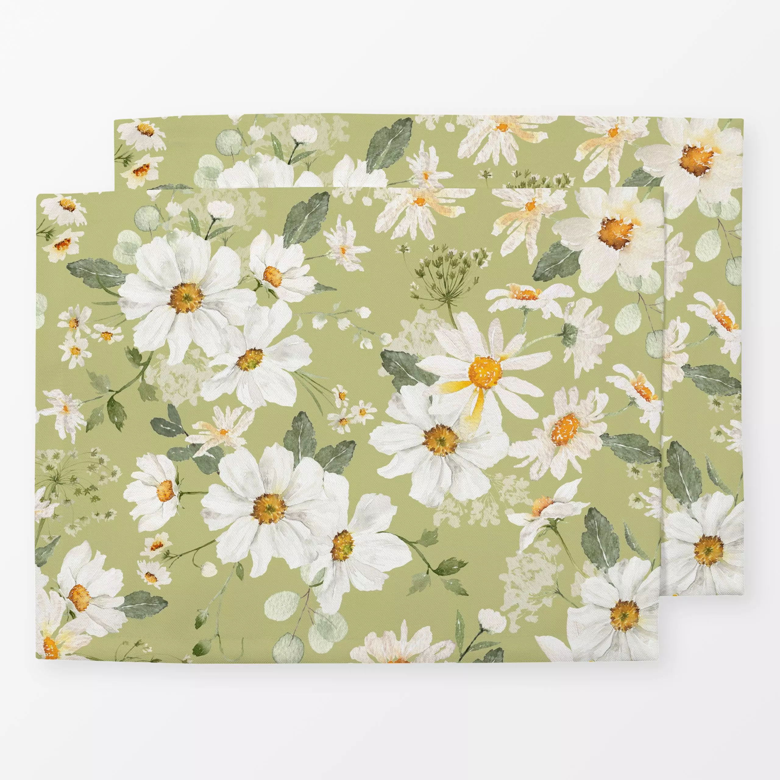Tischset Grüne Margeriten Wiese 1 - Blumen & Florales, Sommer, Pflanzen & Botanik - von „Uta Naumann"; Wasserfarben, Natur, ...