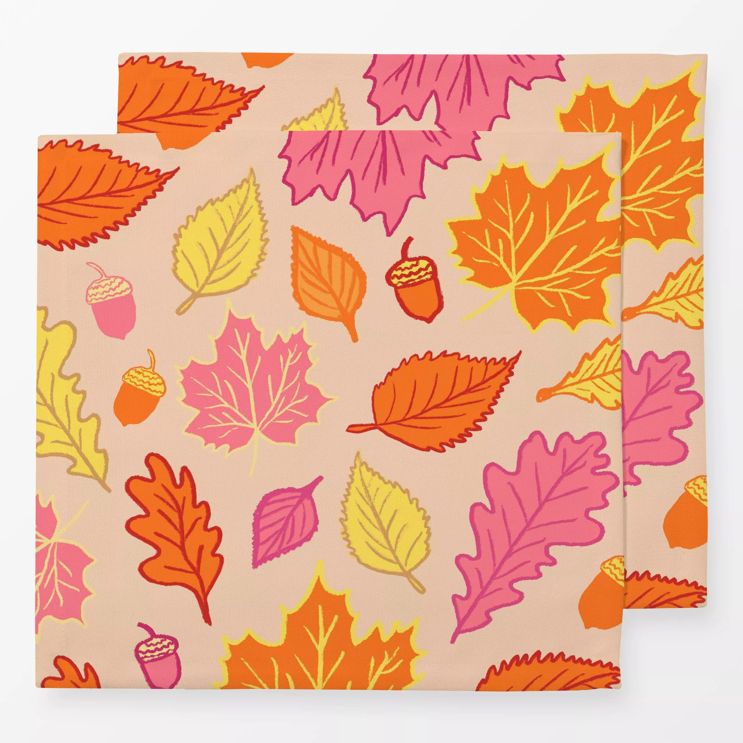 Servietten Autumn leaves - Blumen & Florales, Herbst, Pflanzen & Botanik - von „Studio Dolci"; altrosa, Blätter, Laub, Cozy,...