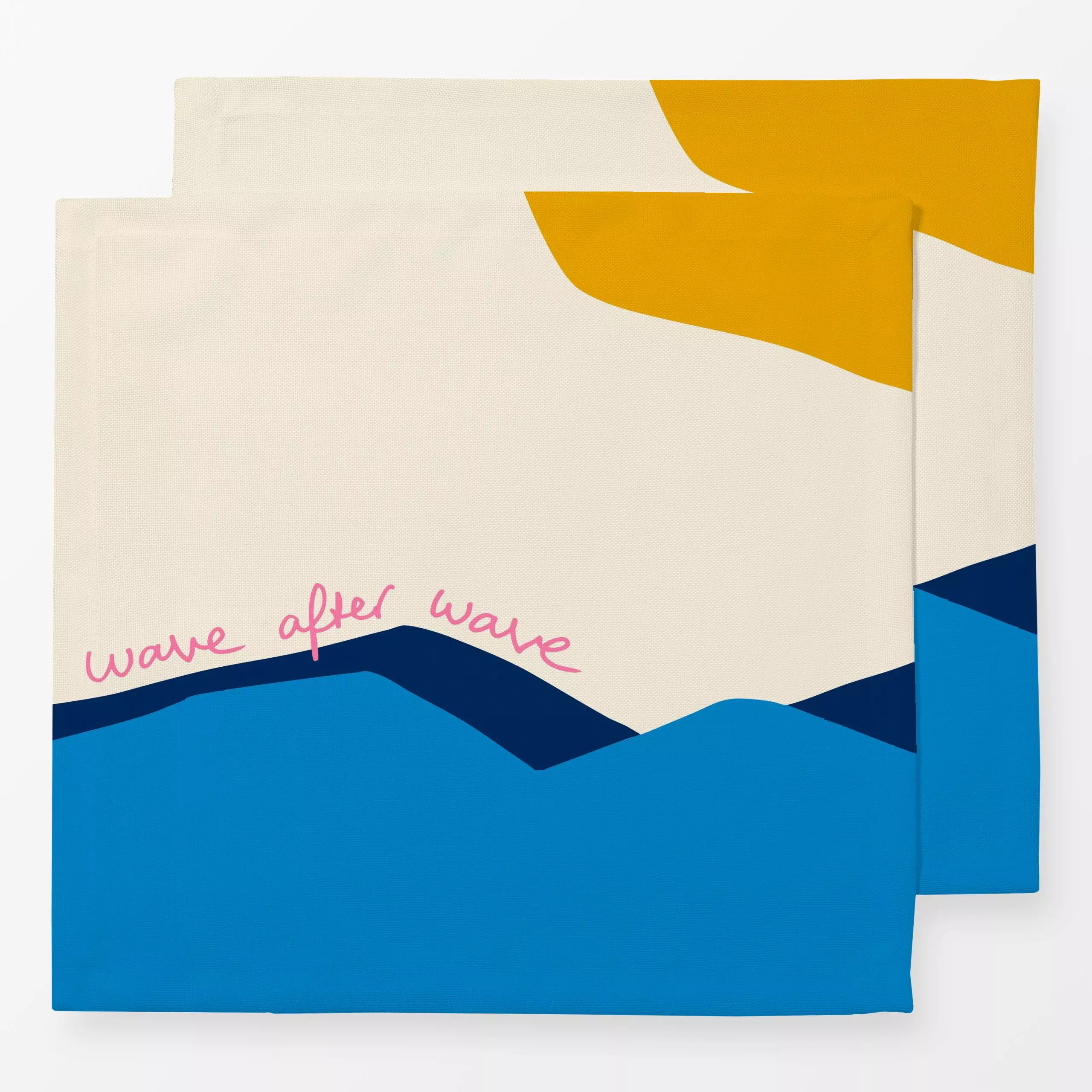 Servietten Wave After Wave 1 - Natur & Landschaft, Sommer, Sprüche & Schriftzüge - von „Studio Memb"; Wasserfarben, Blaugrau...