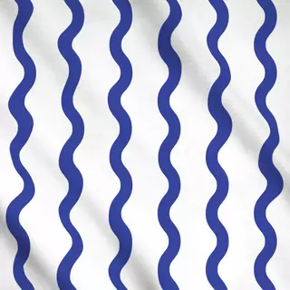 Meterware Wellenlinien blau-weiß