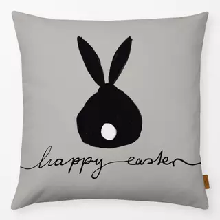 Kissen Osterhase Happy Easter Grau