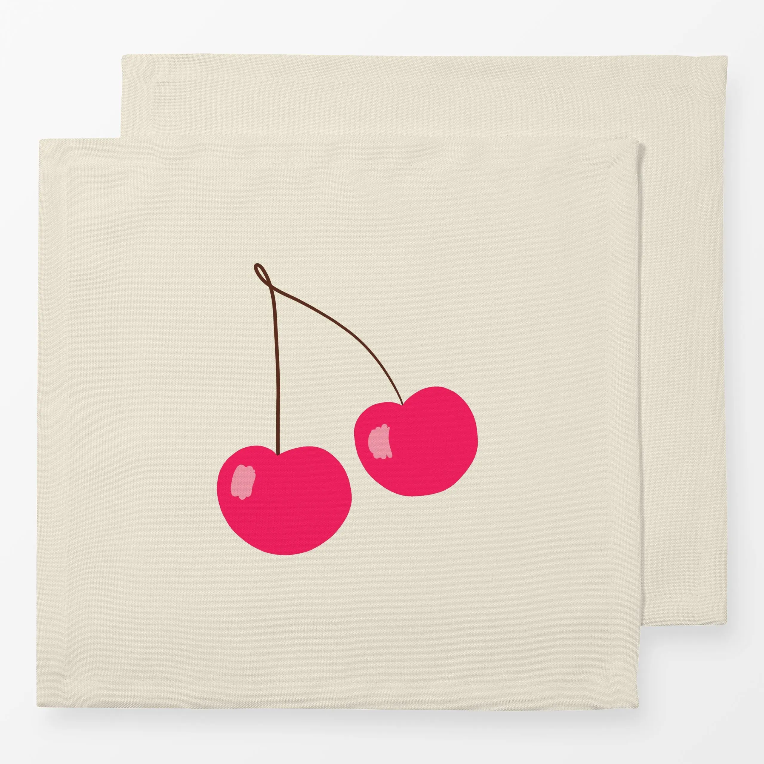 Servietten 2 Kirsche creme - Sommer, Früchte - von „Julia Reyelt"; Frucht, Obst, minimal, Kirschen, Früchte, Sommer, Kirsche...