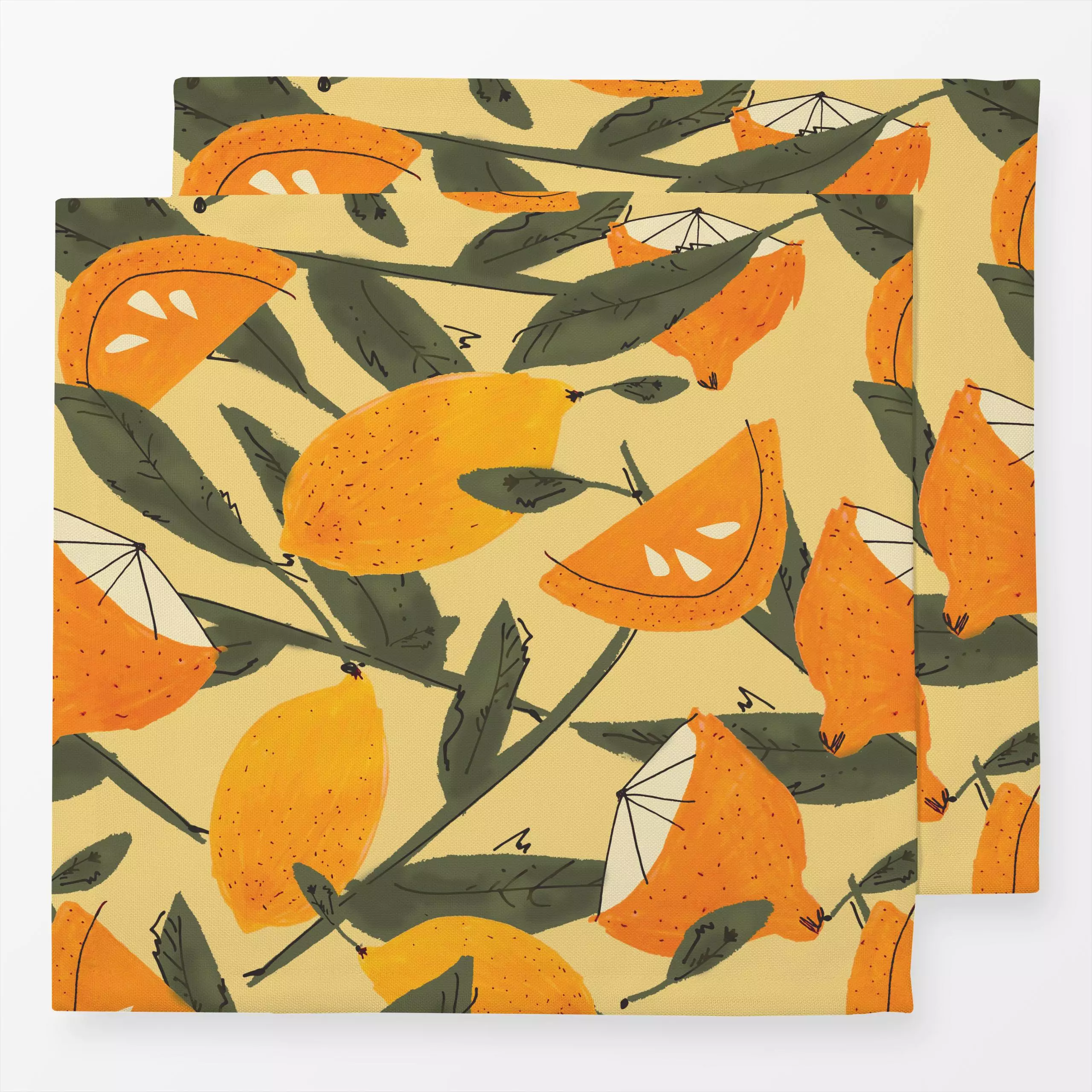 Servietten Orange zoom - Sommer - von „Carla Schwolow"; Blätter, Orange, Sommer, Baum, orangen, orangenparty, Sommerstimmung