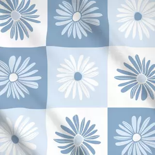 Meterware FRÜHLING Blumen Karo 1