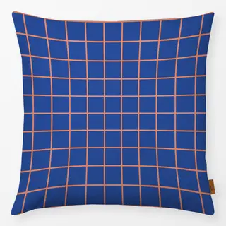 Kissen Grid Orange Blau