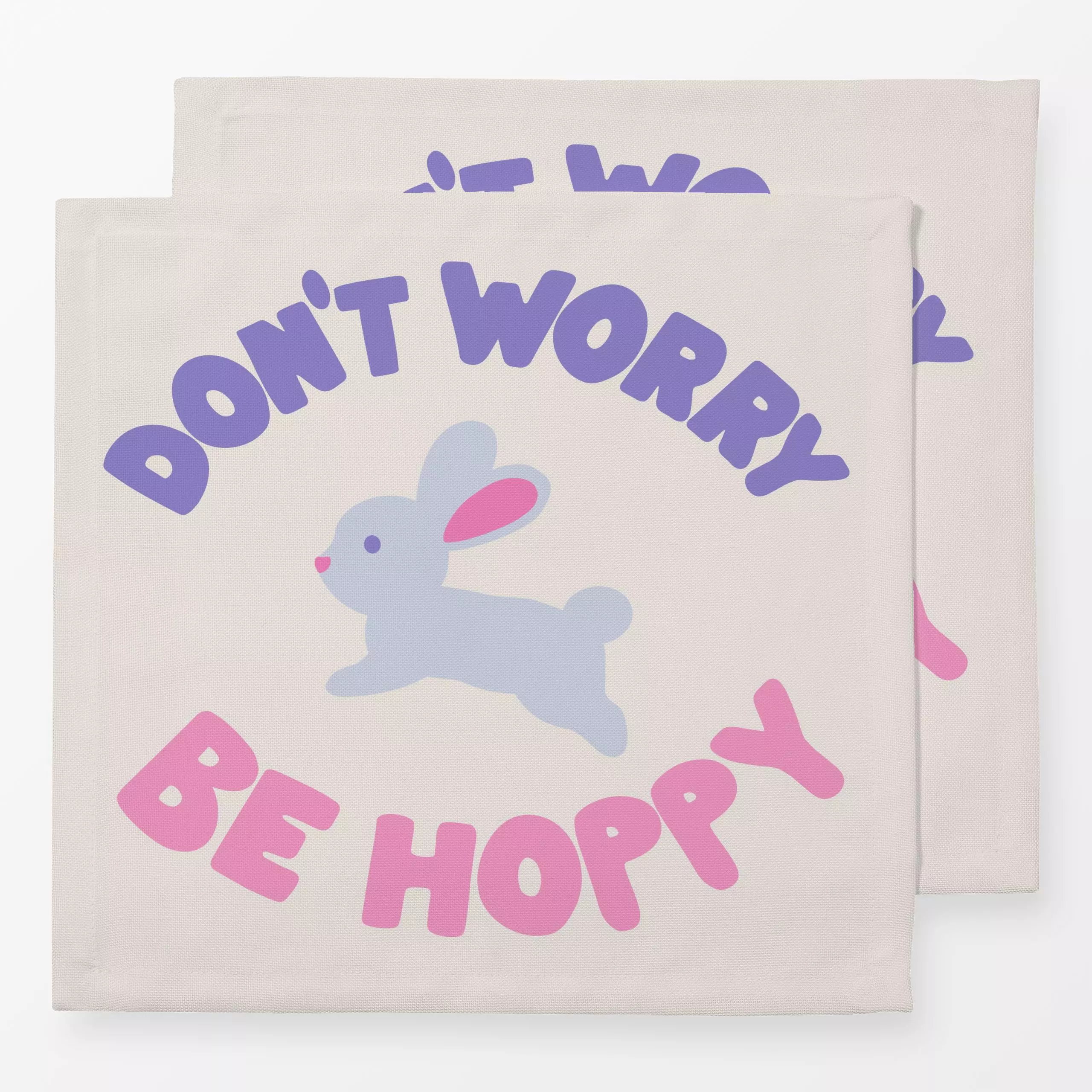 Servietten Don't Worry Be Hoppy - Frühling, Sprüche & Schriftzüge - von „textilwerk“; Illustration, skandinavisch, beige, Os...