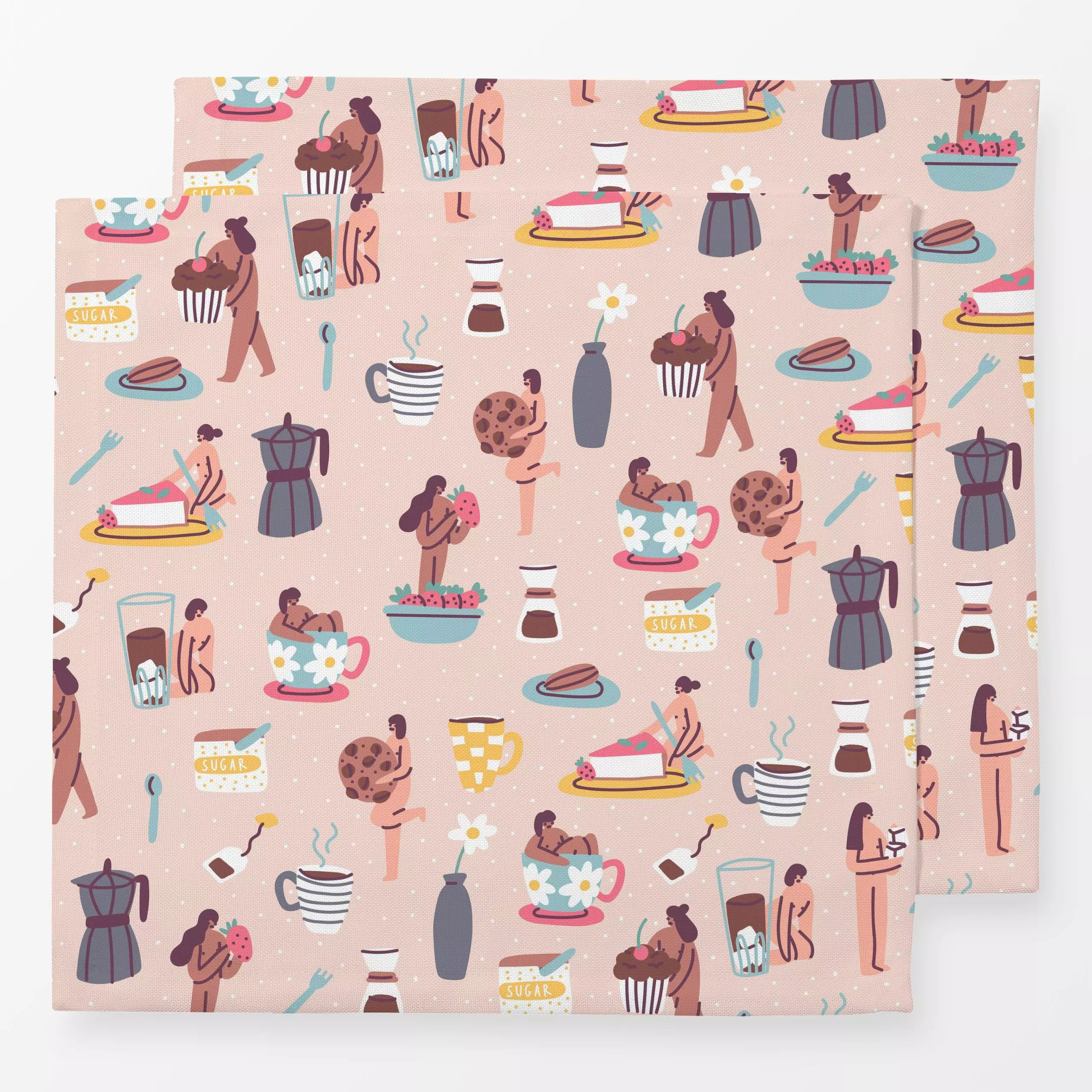 Servietten Sobremesa - Küche, Essen & Trinken - von „Sara Maese"; Dessert, Kekse, Essen, Tee, colorful, Coffee, food, Kuchen...