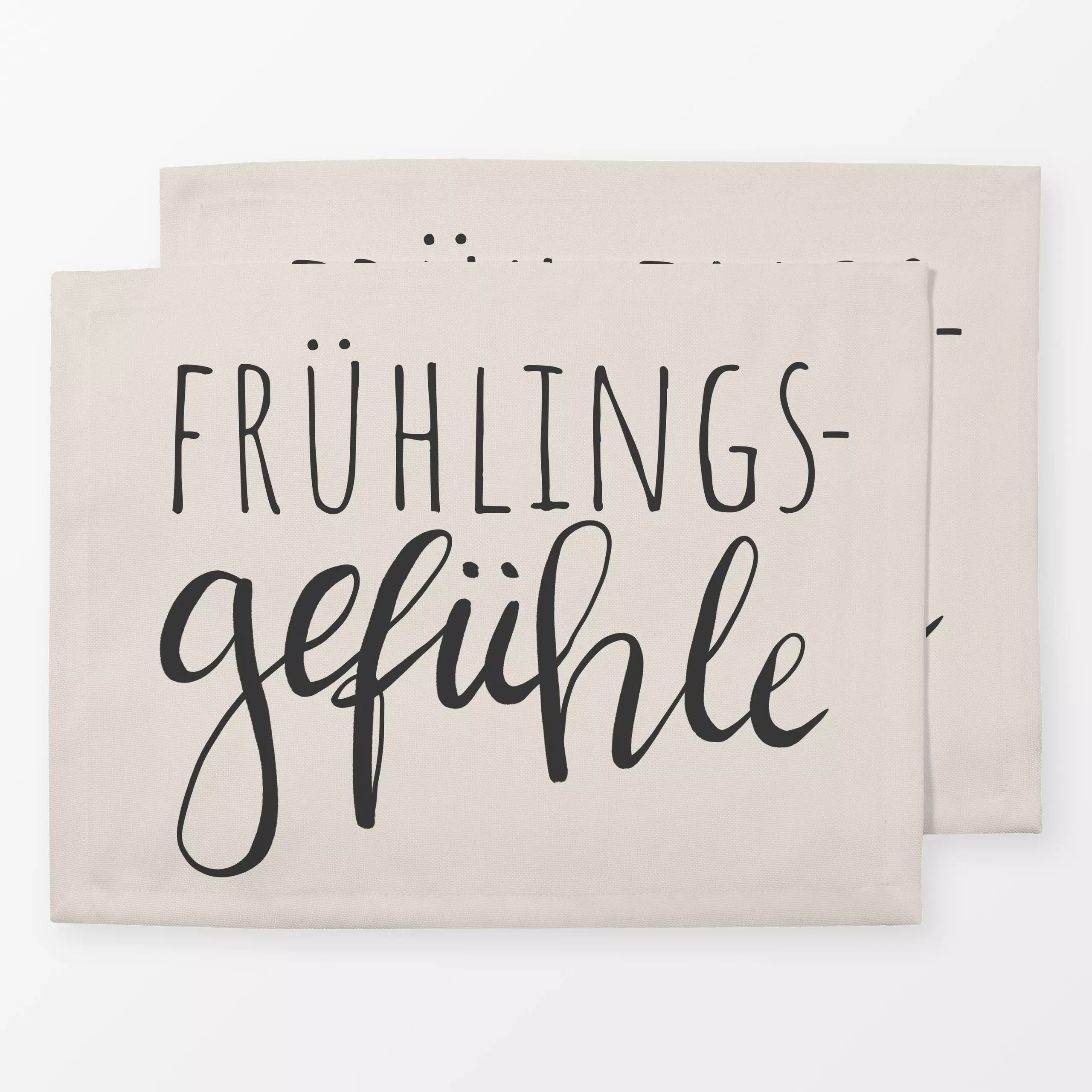 Tischset Frühlingsgefühle beige - Frühling, Sprüche & Schriftzüge, Ostern - von „Studio Kesse"; Ostern, Spruchkissen, typo, ...
