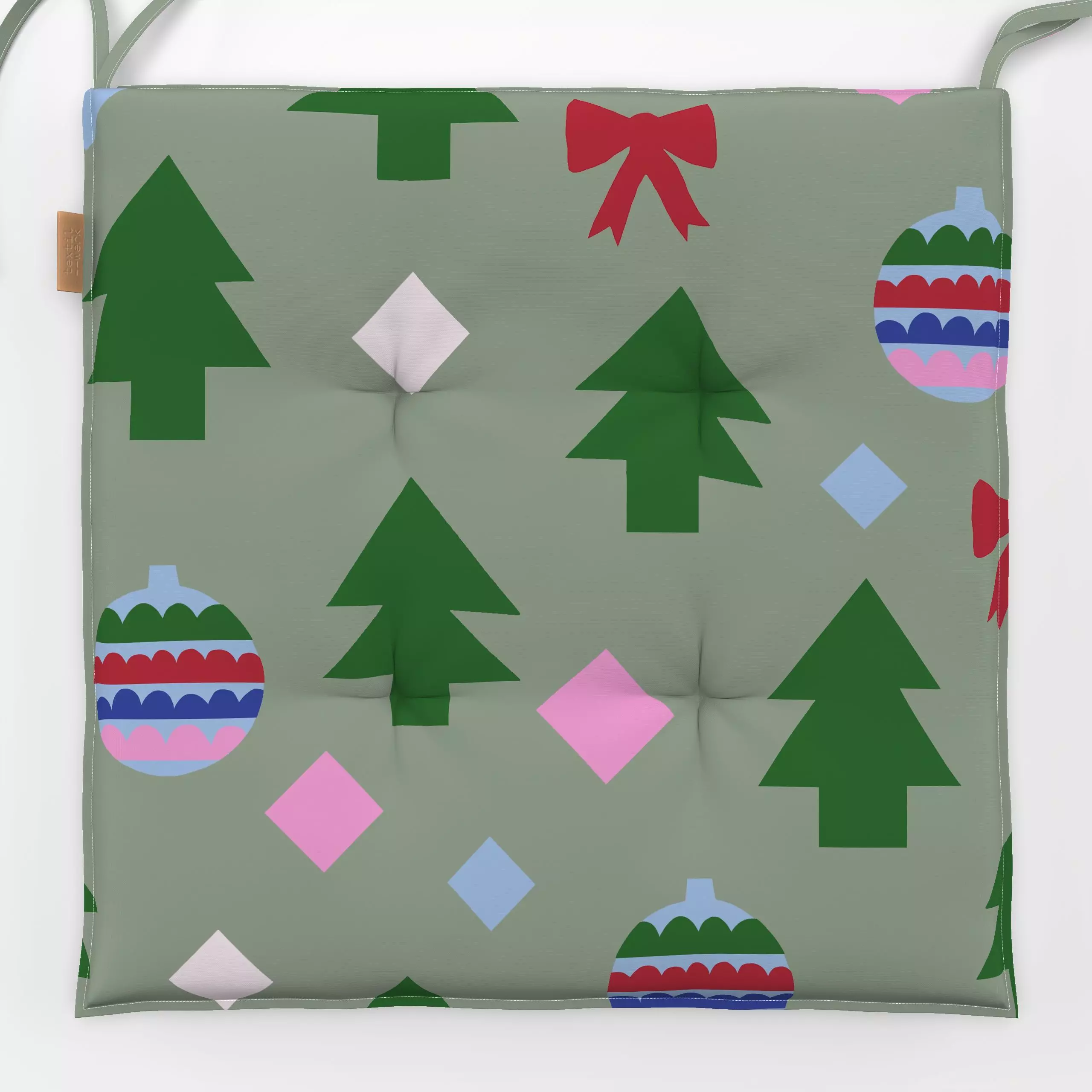 Sitzkissen Weihnachtsmuster grün - Weihnachten, Winter, Symbole & Muster - von „Iris Knabenschuh Textildesign"; Weihnachtsba...
