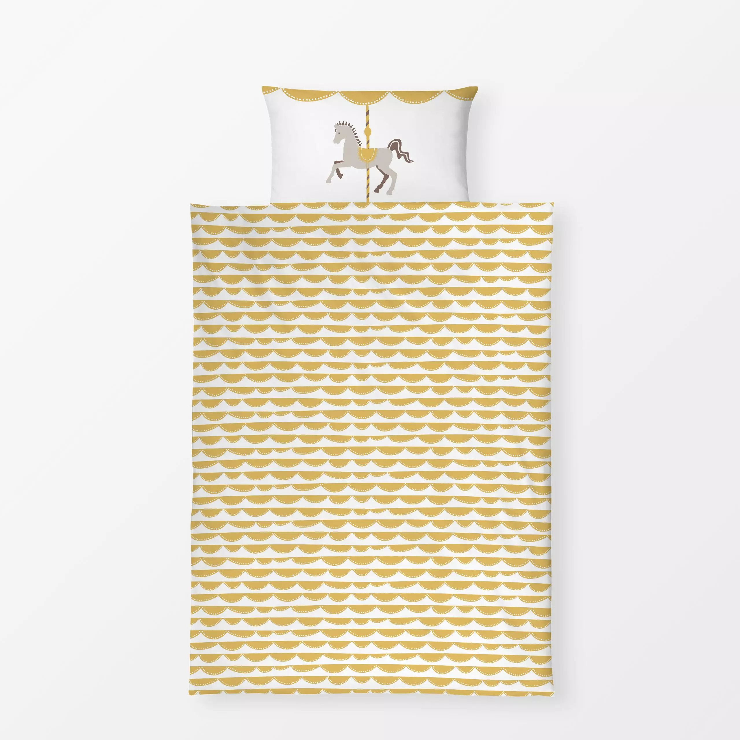 Bettwäsche Vintage Karussell | gelb - Kinderzimmer & Motive für Kinder, Tiere - von „moDeern Design Studio"; Pferde, Kinderz...