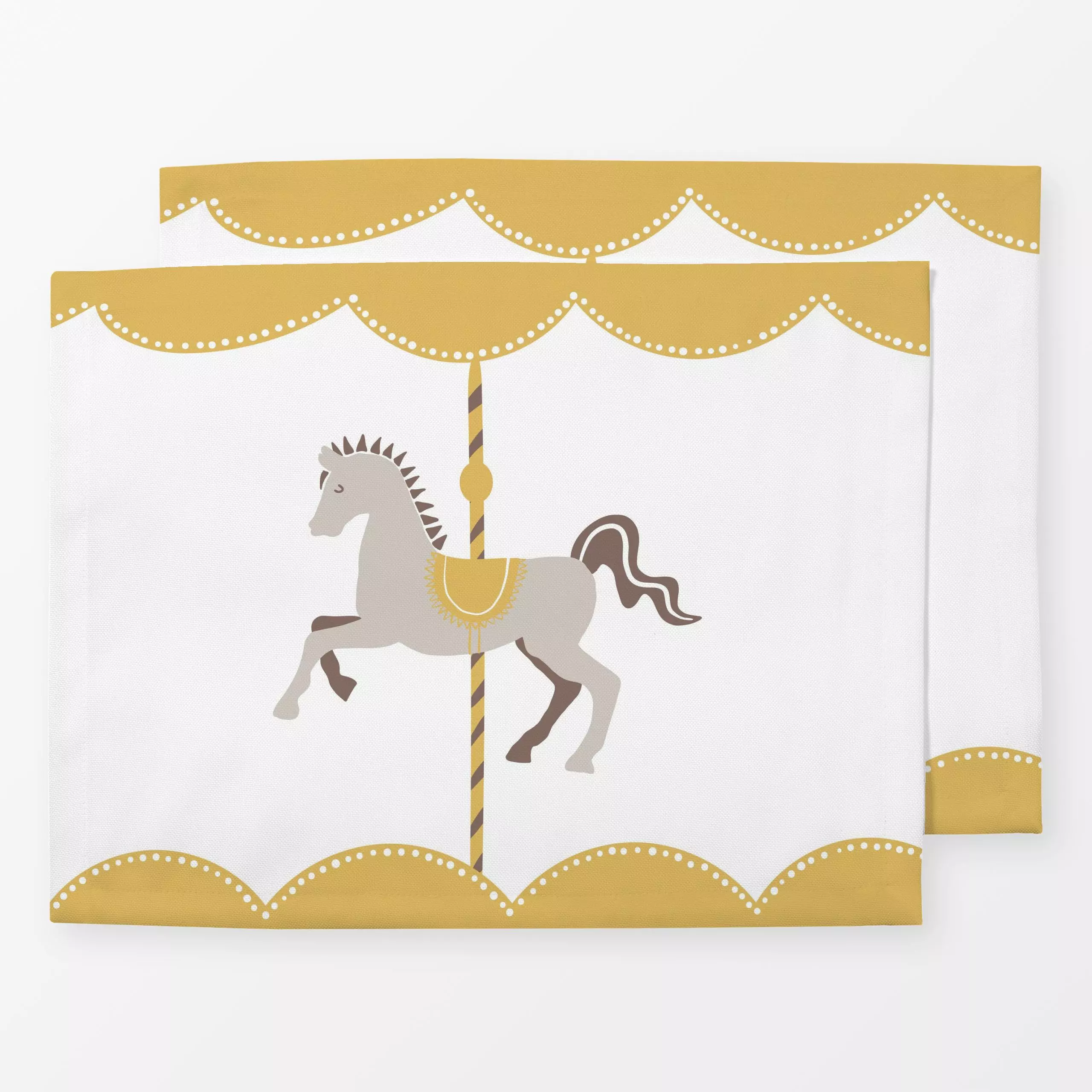 Tischset Vintage Karussell | gelb - Kinderzimmer & Motive für Kinder, Tiere - von „moDeern Design Studio"; Pferde, Kinderzim...