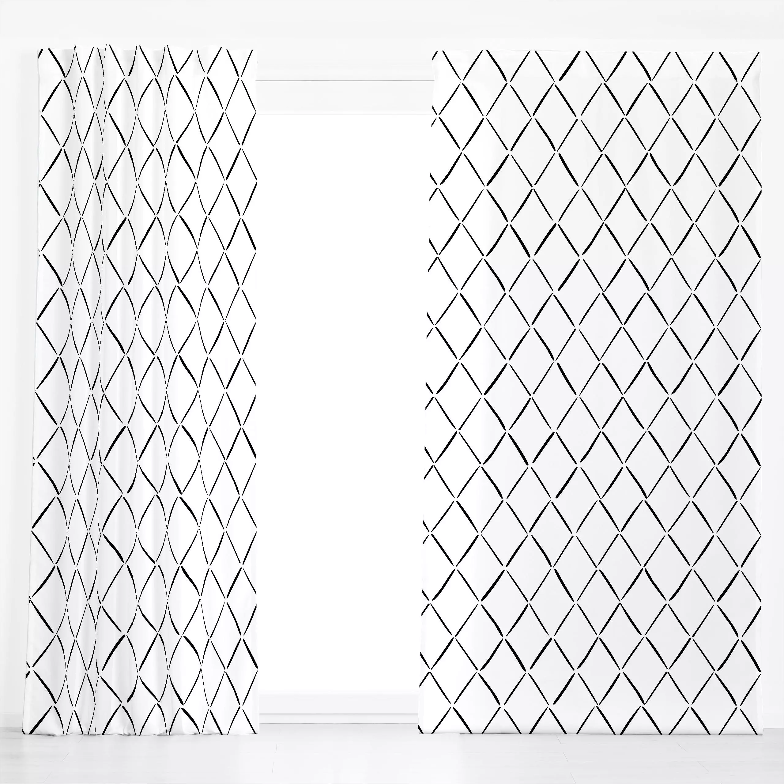 Dekovorhang Raute sw - Symbole & Muster - von „Katrin Graff"; boho, Muster, abstrakt, Geometrisch, Minimalismus, modern, Sca...