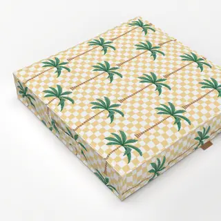 Bodenkissen Palm trees on checks - yellow