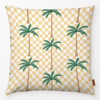 Kissen Palm trees on checks - yellow