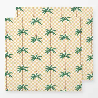 Servietten Palm trees on checks - yellow