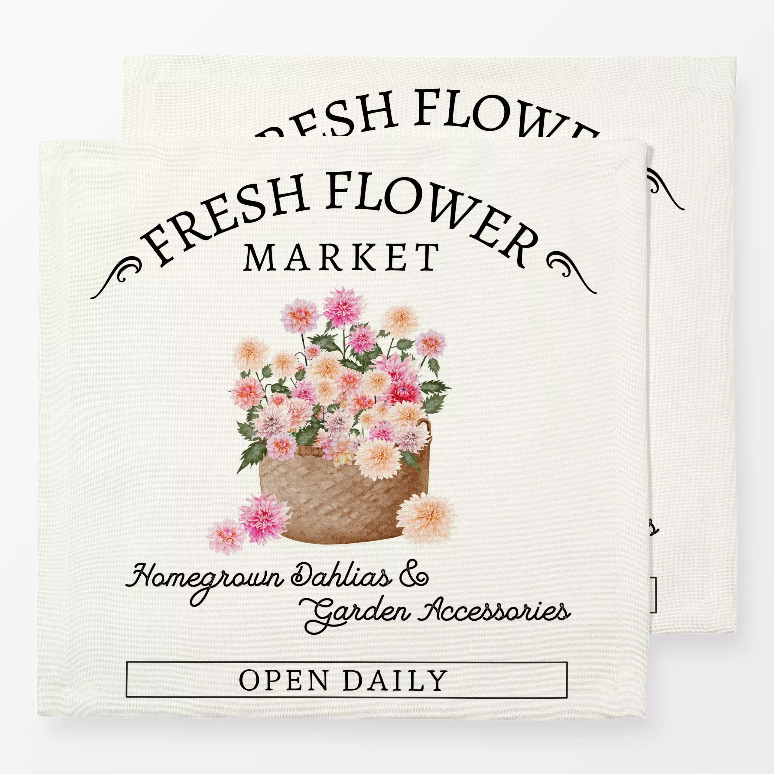 Servietten Cottage Summer Flower Market - Blumen & Florales, Sommer, Sprüche & Schriftzüge - von „Monika Strigel"; Spruchkis...