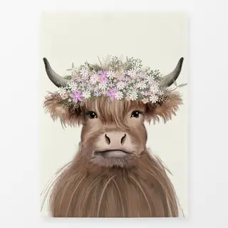 Geschirrtücher Kuh mit Blumen Zottelkuh