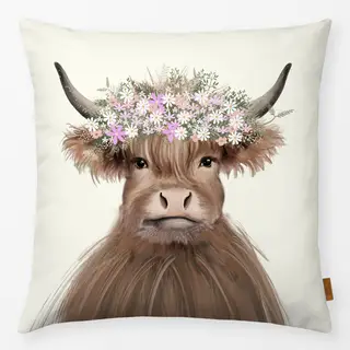 Kissen Kuh mit Blumen Zottelkuh