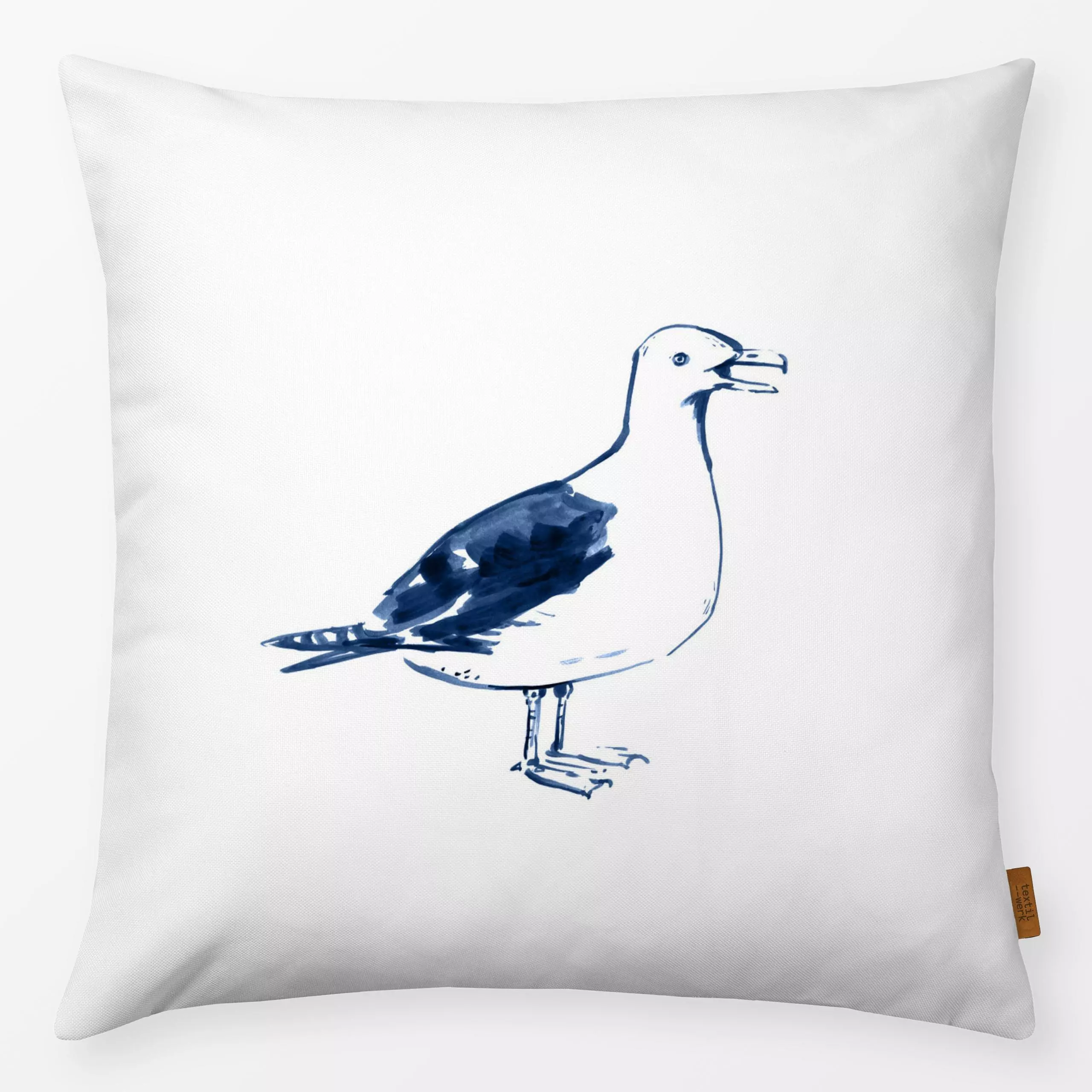 Kissen Möwe - Tiere - von „Janna Schipper"; Aquarell, Illustration, Zeichnung, Pinselstrich, Meer, Vogel, Wildtiere, Tiere, ...