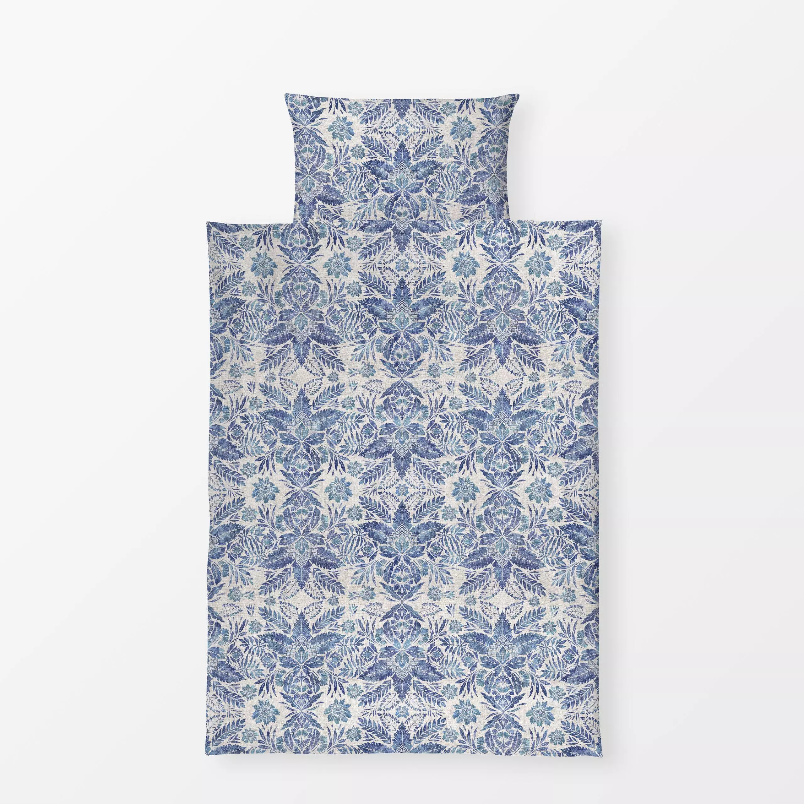 Bettwäsche Delft Blau Florale Damask - Blumen & Florales, Frühling, Pflanzen & Botanik - von „Bloomery Decor"; Blumen, Botan...