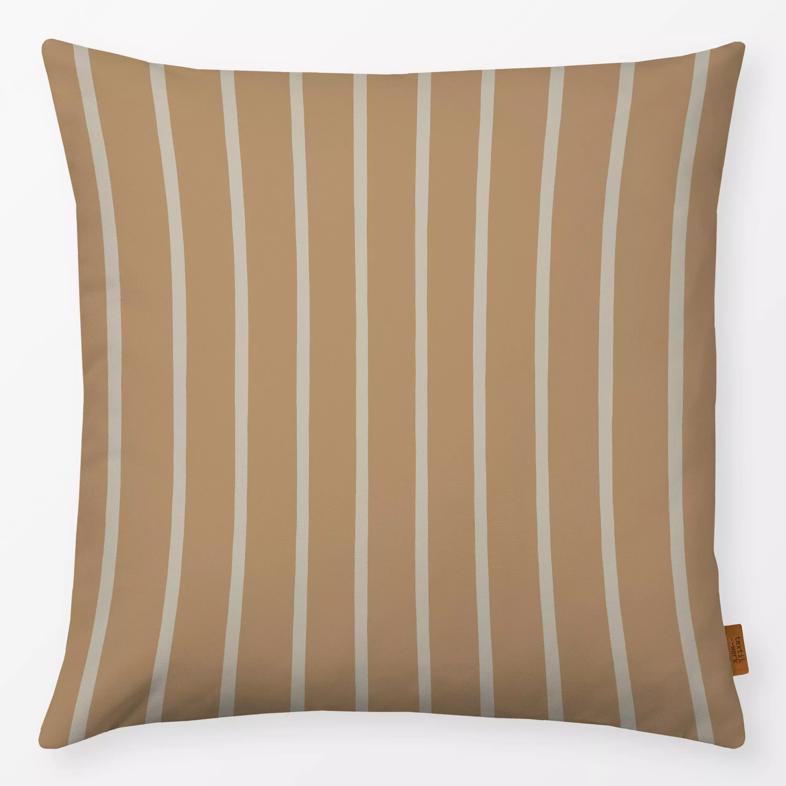 Kissen Schmale Streifen Sand Beige - Symbole & Muster - von „Studio Kesse"; Streifen, Hygge, Cozy, landhaus, Herbstdeko, ges...