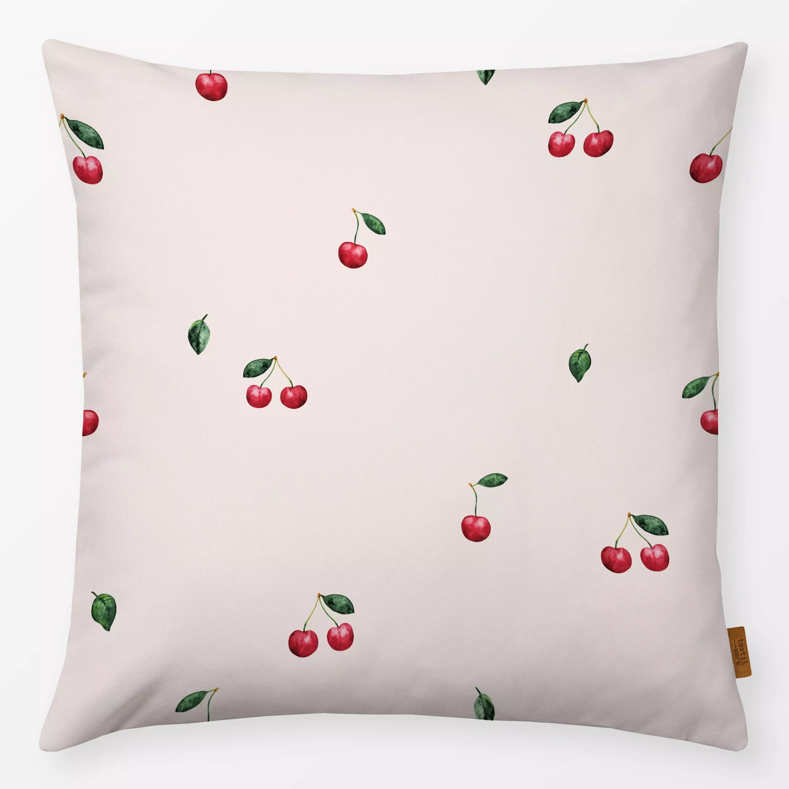 Kissen Soft Cherries - Frühling, Sommer, Früchte - von „Karen Menzenbach"; Frucht, Obst, rosa, Früchte, Liebe, pink, rot, Ki...