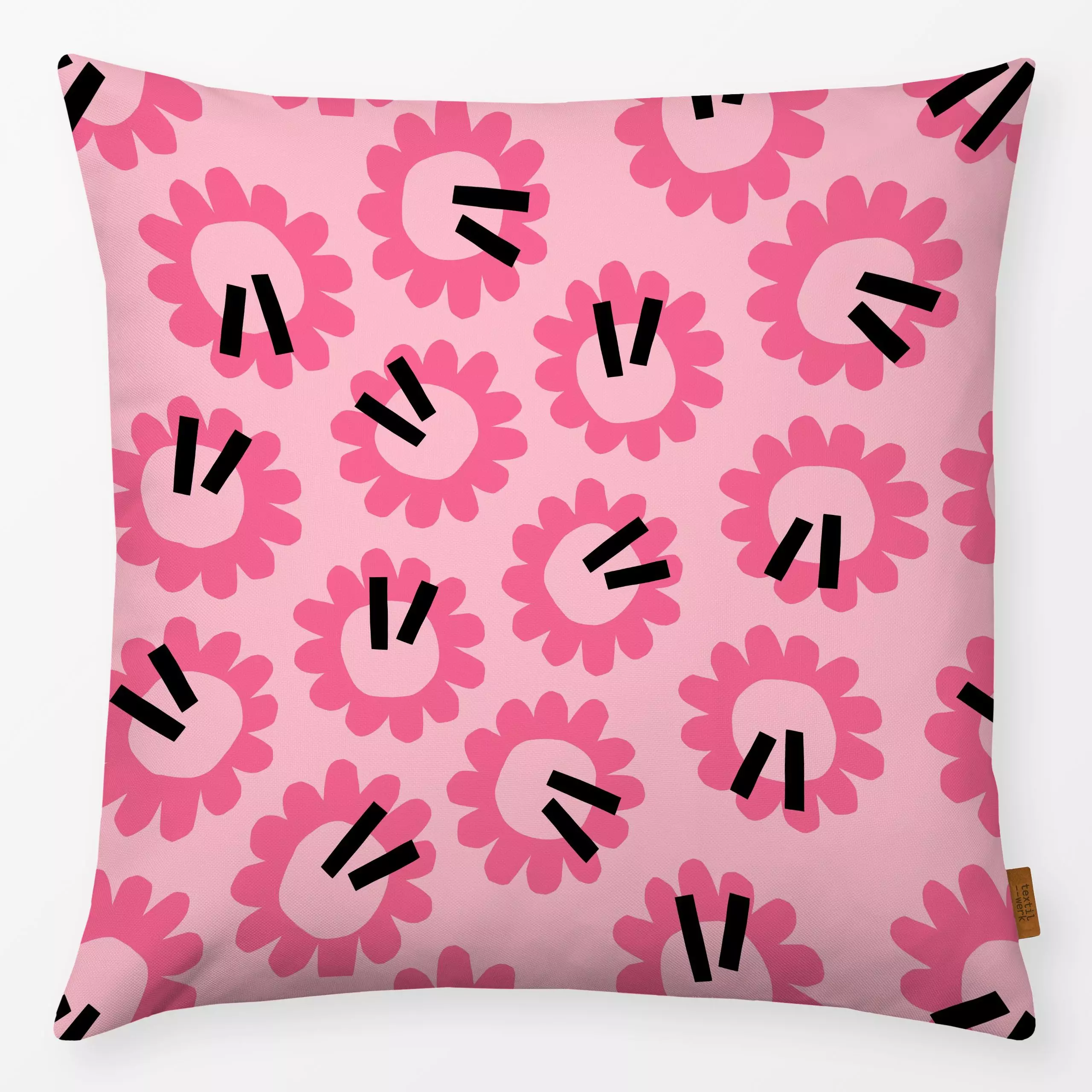 Kissen Sunflower Pink - Blumen & Florales, Symbole & Muster - von „Lisa Jasmin Bauer"; Muster, rosa, sonnenblumen, pink, Her...
