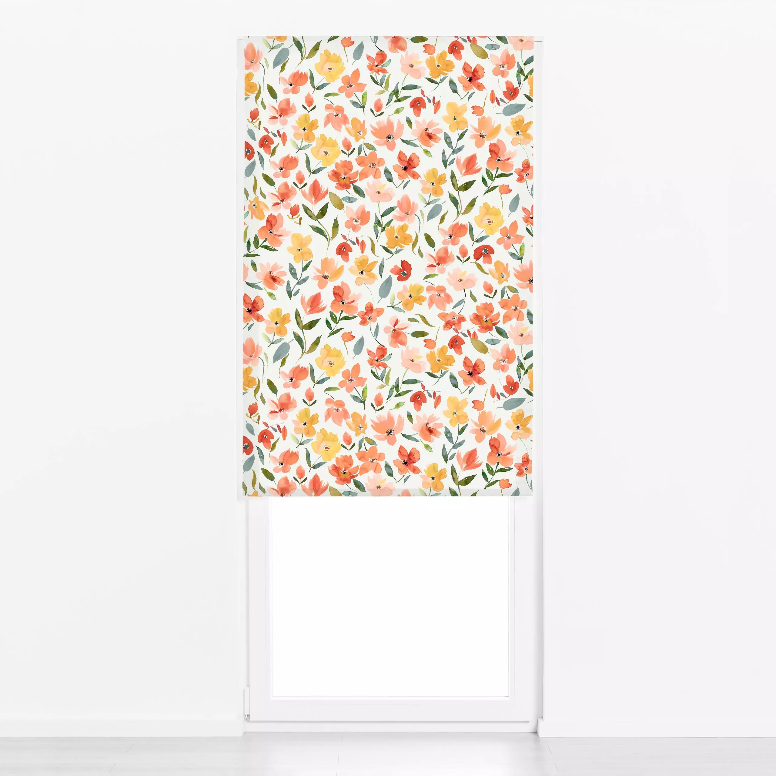 Raffrollo Spring Fresh Flowers Orange - Blumen & Florales, Frühling, Natur & Landschaft - von „Ninola Design "; boho, Aquare...