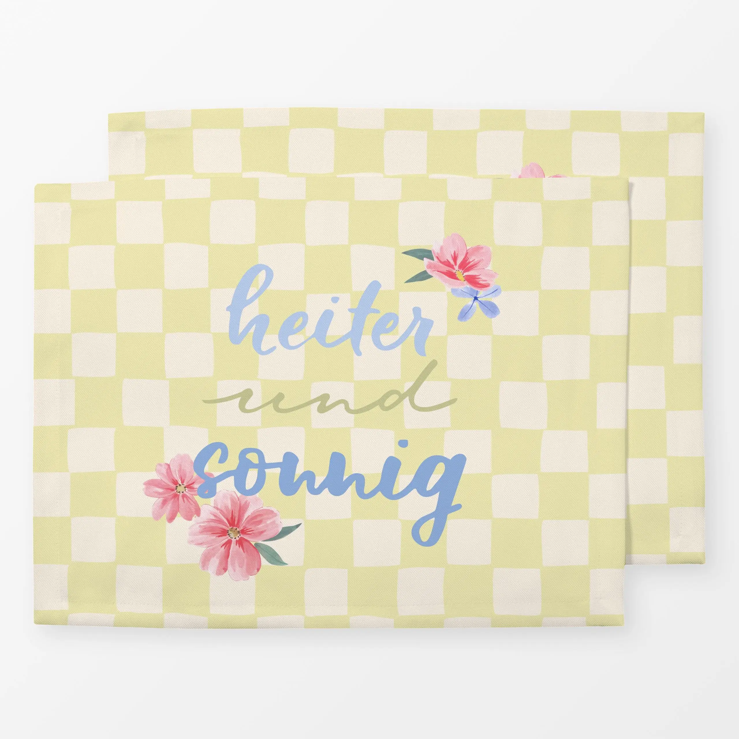 Tischset heiter und sonnig gelb - Blumen & Florales, Frühling, Sprüche & Schriftzüge - von „Katrin Graff"; Blumen, Blüten, m...